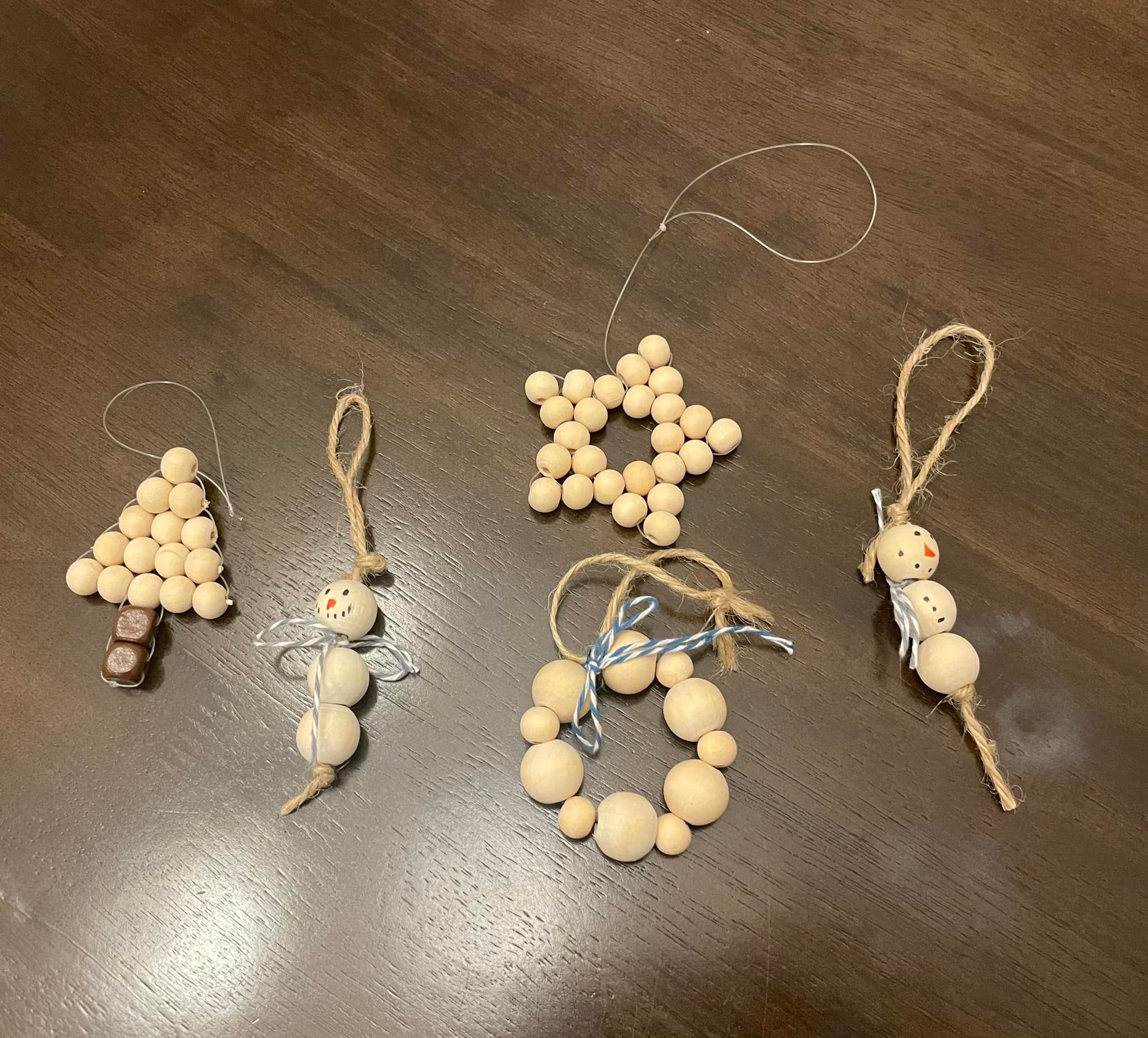 Wooden beads can be strung in various patterns.